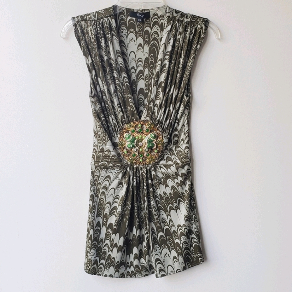 Sky Silk Jeweled Top